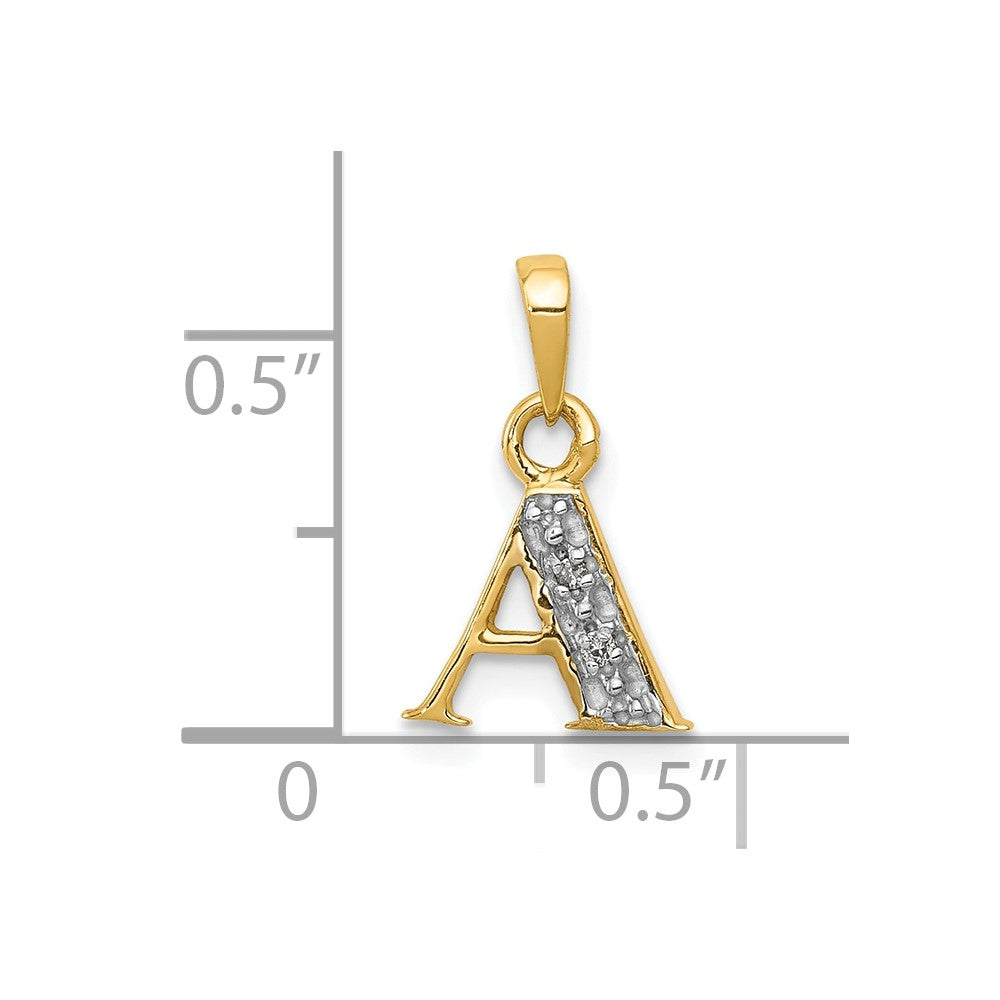10K / 14K Yellow with Rhodium and Rhodium Diamond Initial A Pendant - Product Photo