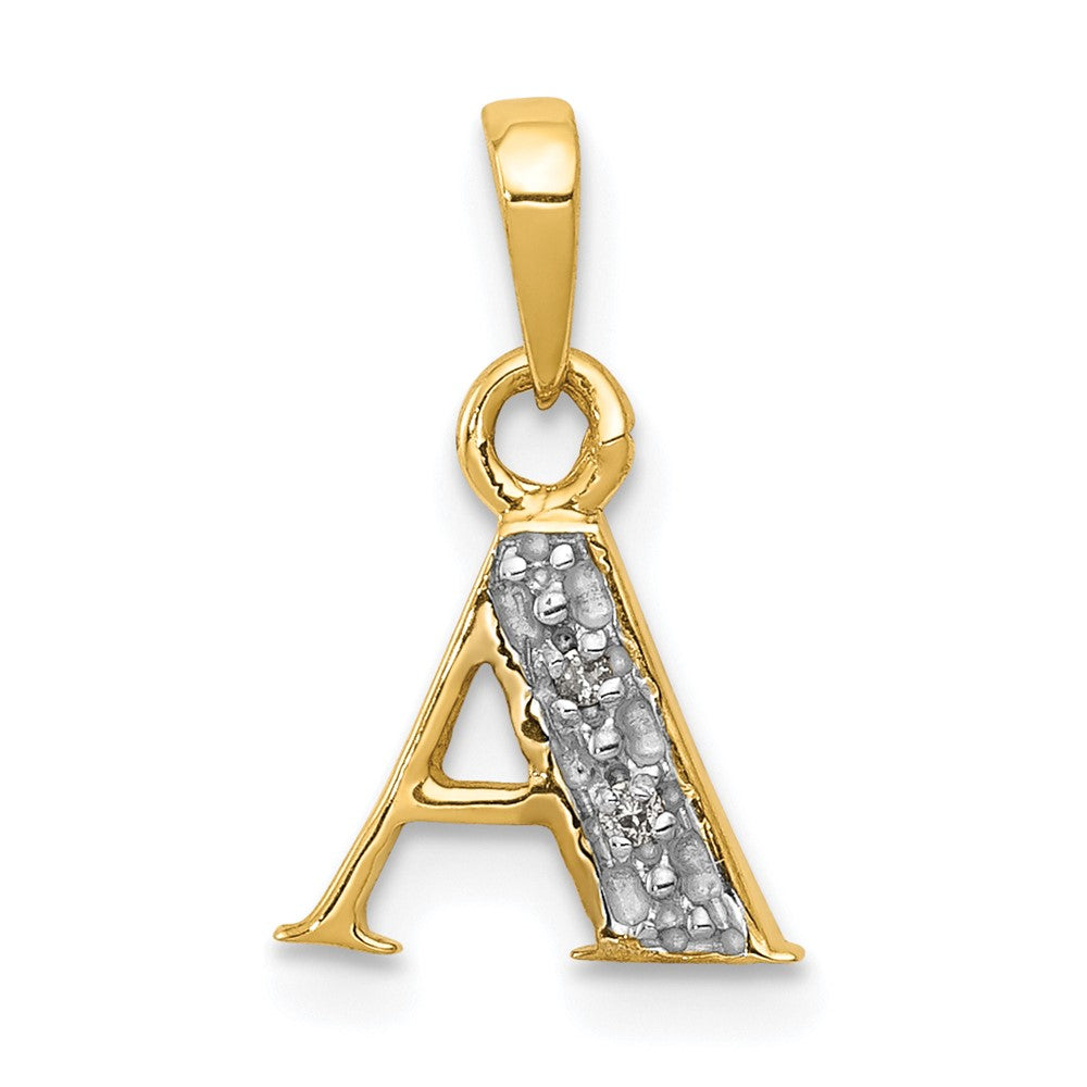 10K / 14K Yellow with Rhodium and Rhodium Diamond Initial A Pendant - Product Photo