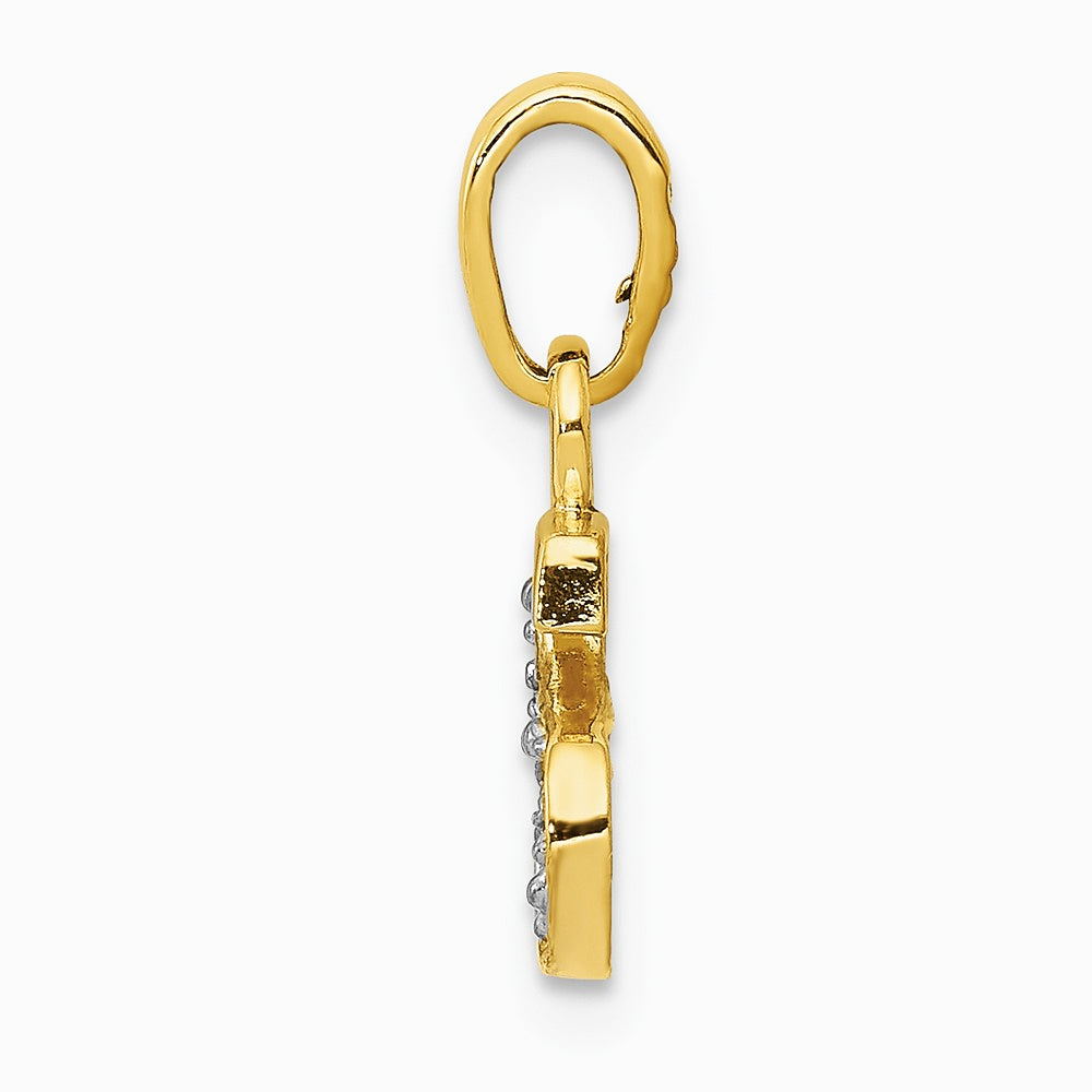 10K / 14K Yellow with Rhodium and Rhodium Diamond Initial S Charm - Product Photo