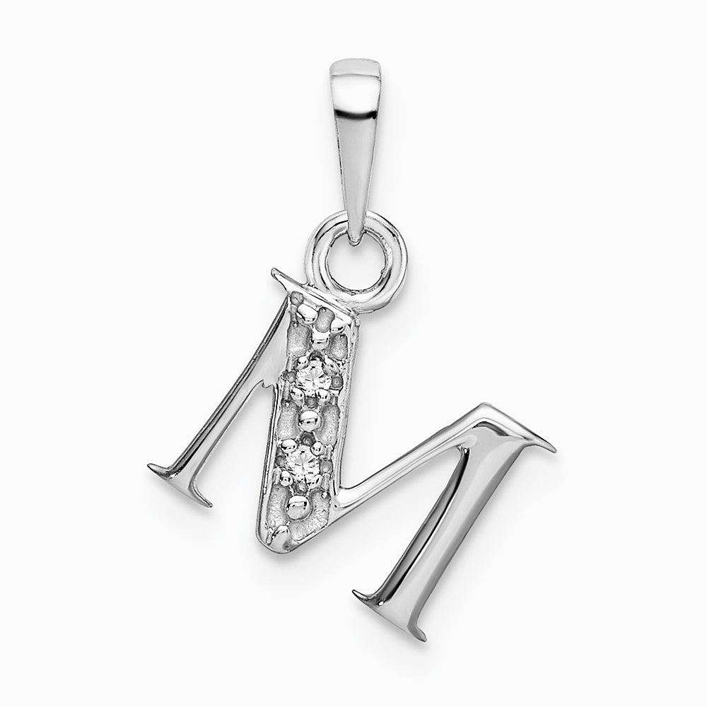 10K / 14K White Gold 10KW Initial M Charm - Product Photo
