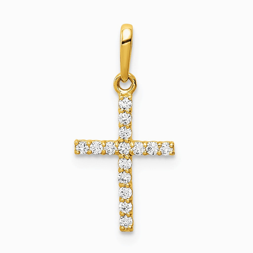 10K Yellow Gold CZ Cross Pendant
