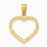 10K / 14K Yellow Gold Polished & Textured Cut-out Heart Pendant - Product Photo