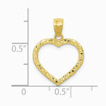 10K / 14K Yellow Gold Polished & Textured Cut-out Heart Pendant - Product Photo