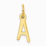 10K / 14K Yellow Gold Small Slanted Block Initial A Charm - Product Photo