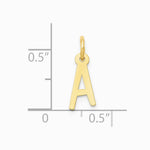 10K / 14K Yellow Gold Small Slanted Block Initial A Charm - Product Photo
