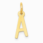 10K / 14K Yellow Gold Small Slanted Block Initial A Charm - Product Photo