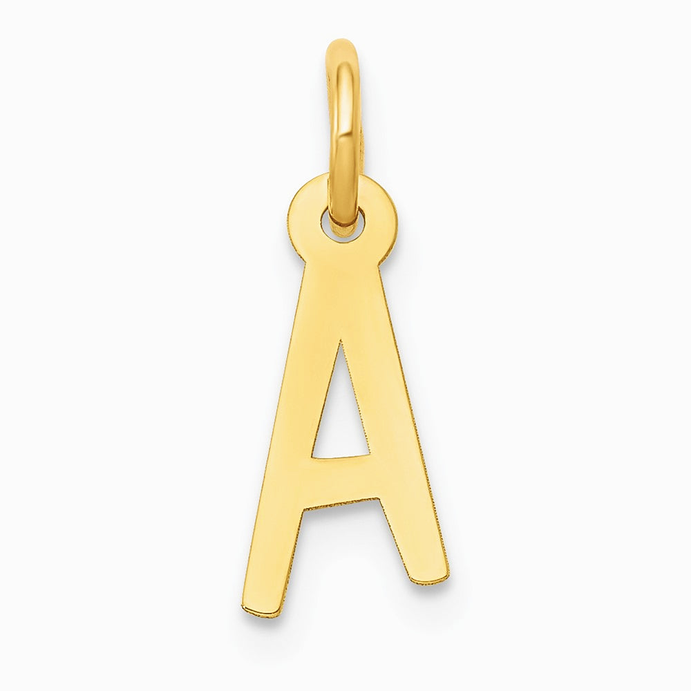 10K / 14K Yellow Gold Small Slanted Block Initial A Charm - Product Photo