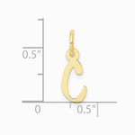 10K / 14K Yellow Gold Small Slanted Block Initial C Charm - Product Photo