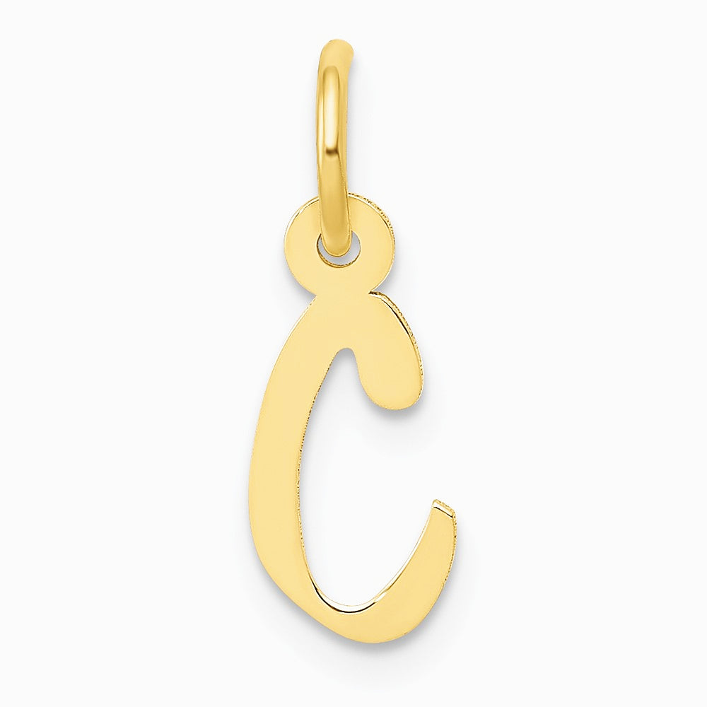 10K / 14K Yellow Gold Small Slanted Block Initial C Charm - Product Photo