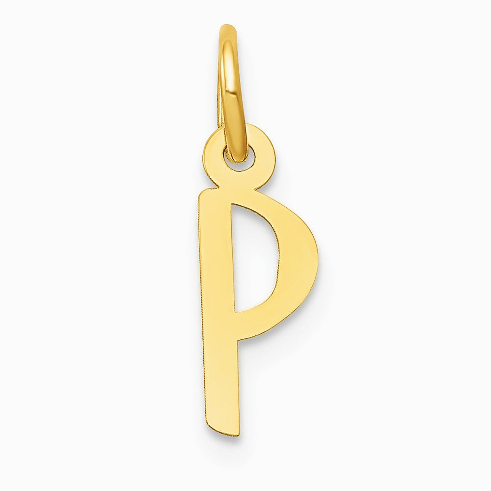 10K / 14K Yellow Gold Small Slanted Block Initial P Charm