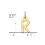 10K / 14K Yellow Gold Small Slanted Block Initial R Charm - Product Photo
