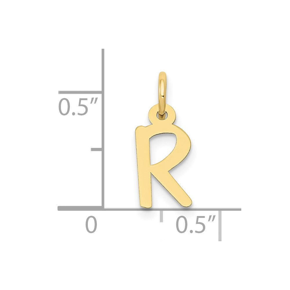 10K / 14K Yellow Gold Small Slanted Block Initial R Charm - Product Photo