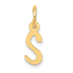 10K / 14K Yellow Gold Small Slanted Block Initial S Charm - Product Photo
