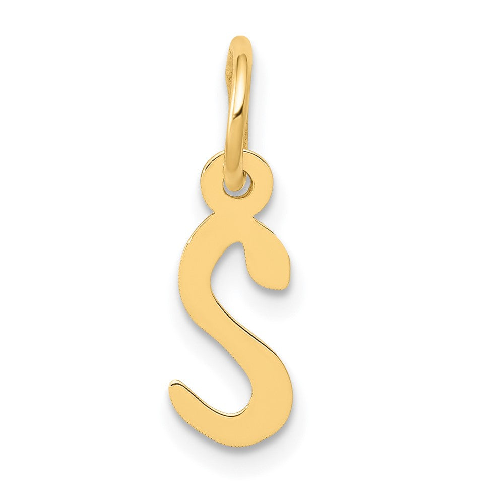 10K / 14K Yellow Gold Small Slanted Block Initial S Charm - Product Photo