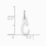 10K / 14K White Gold Small Slanted Block Initial C Charm - Product Photo