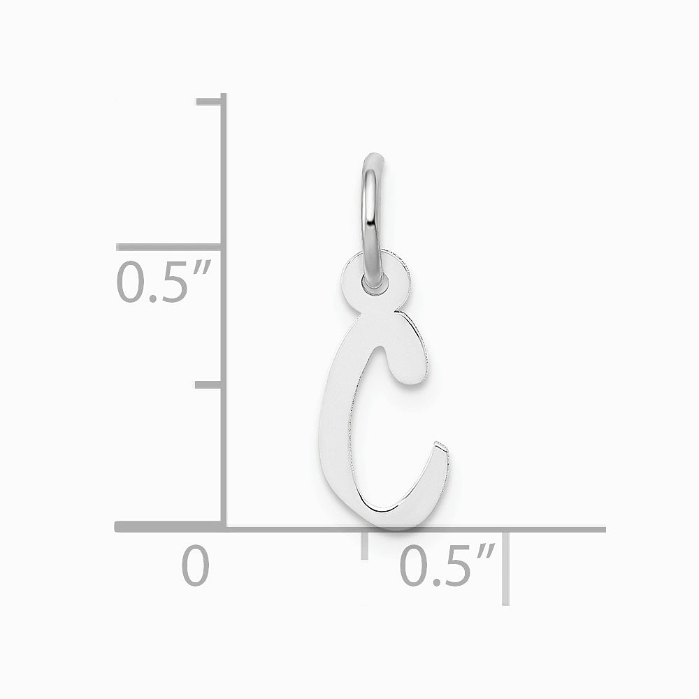 10K / 14K White Gold Small Slanted Block Initial C Charm - Product Photo