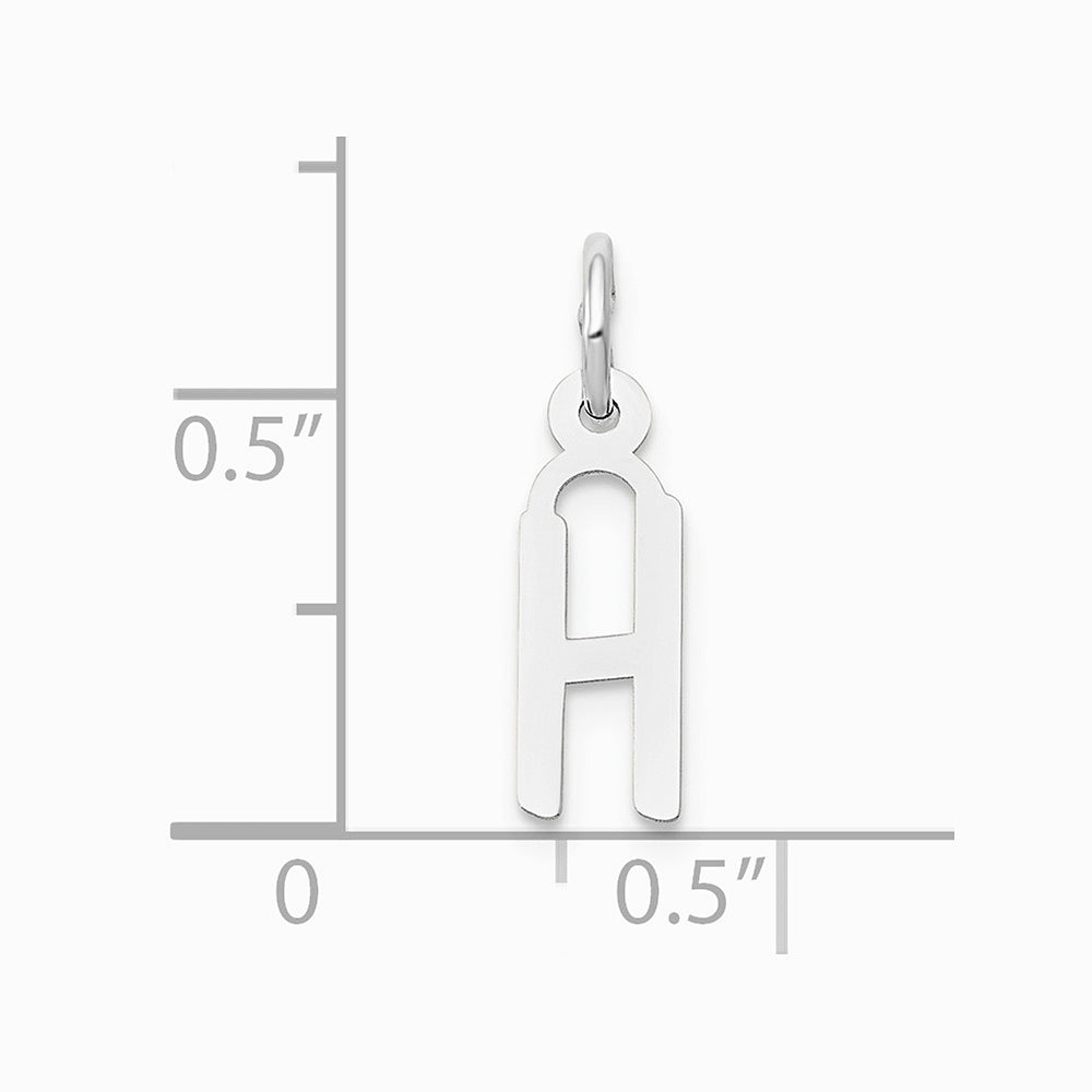 10K / 14K White Gold Small Slanted Block Initial H Charm - Product Photo