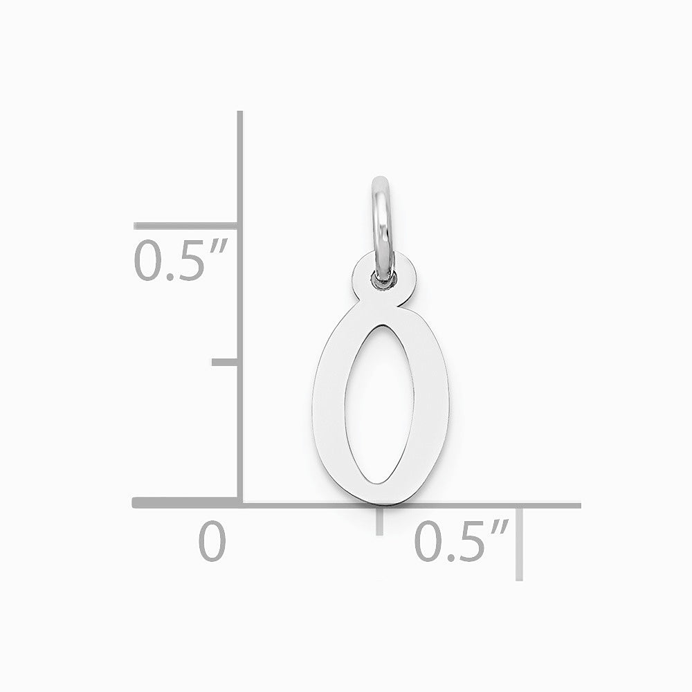 10K / 14K White Gold Small Slanted Block Initial O Charm - Product Photo