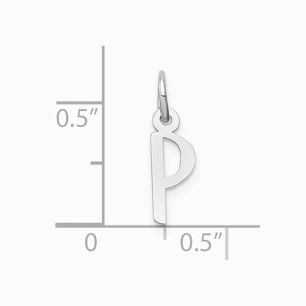 10K / 14K White Gold Small Slanted Block Initial P Charm - Product Photo