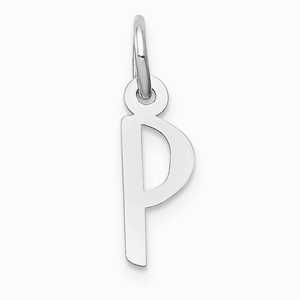 10K / 14K White Gold Small Slanted Block Initial P Charm - Product Photo