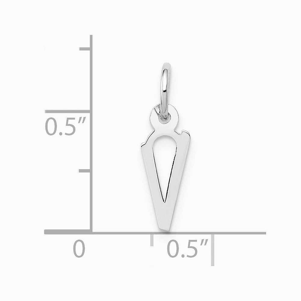 10K / 14K White Gold Small Slanted Block Initial V Charm - Product Photo