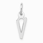 10K / 14K White Gold Small Slanted Block Initial V Charm - Product Photo