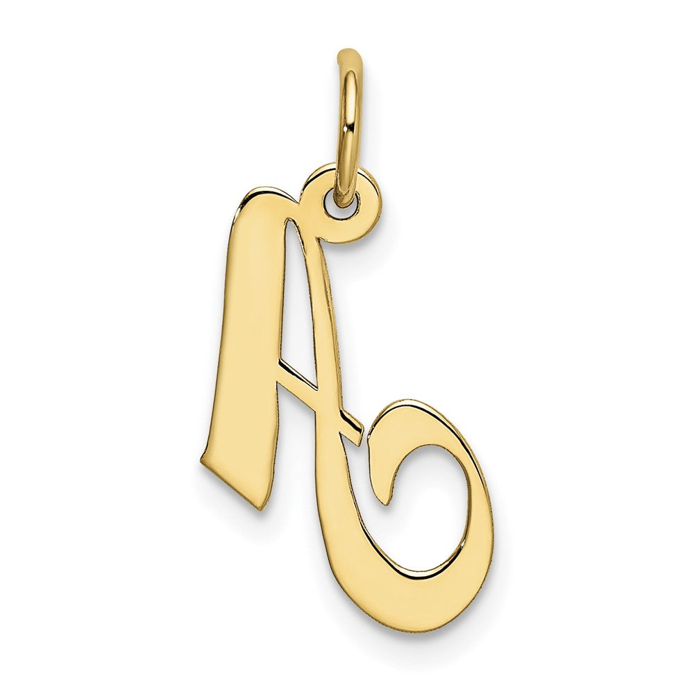 10K / 14K Yellow Gold Medium Fancy Script Initial A Charm - Product Photo