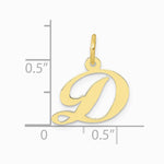 10K / 14K Yellow Gold Medium Fancy Script Initial D Charm - Product Photo