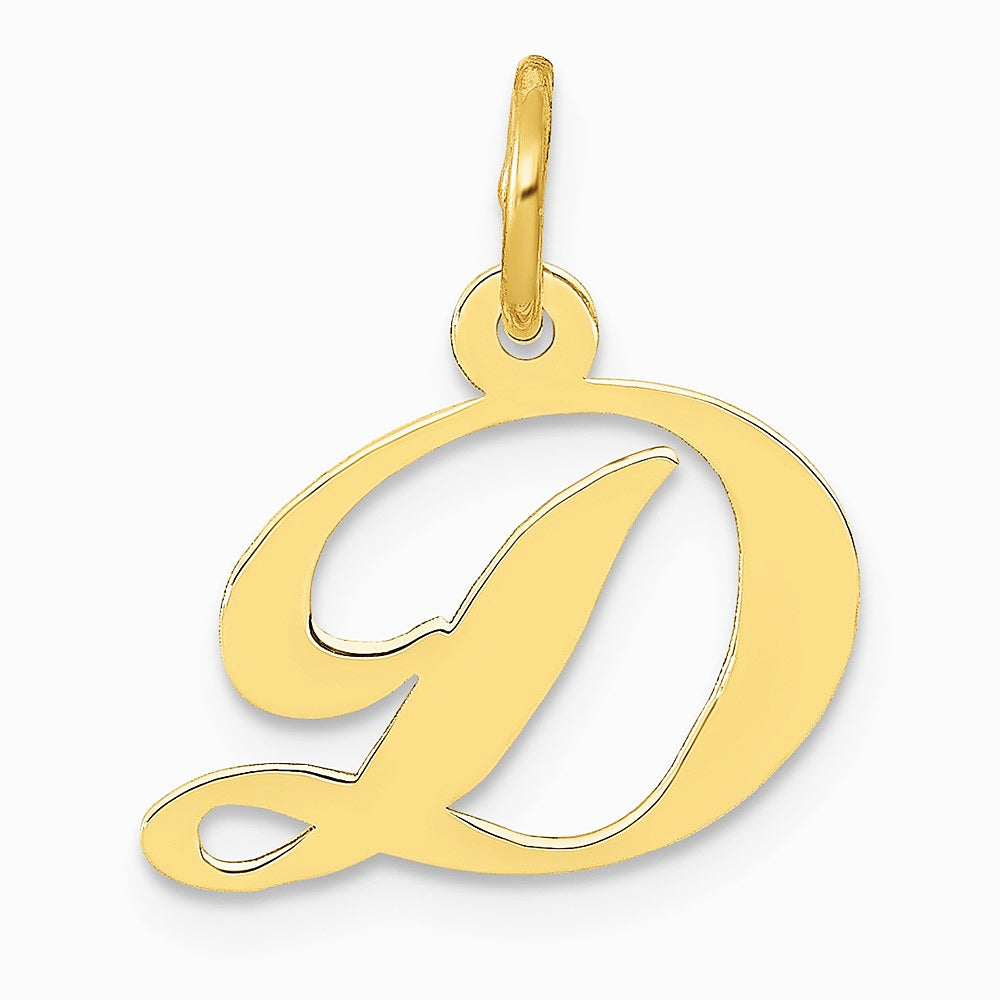 10K / 14K Yellow Gold Medium Fancy Script Initial D Charm