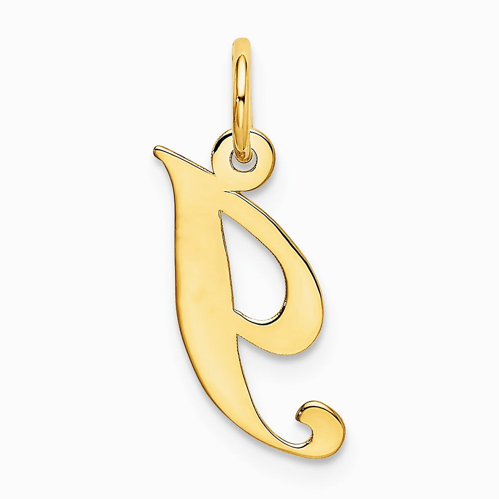 10K / 14K Yellow Gold Medium Fancy Script Initial I Charm - Product Photo