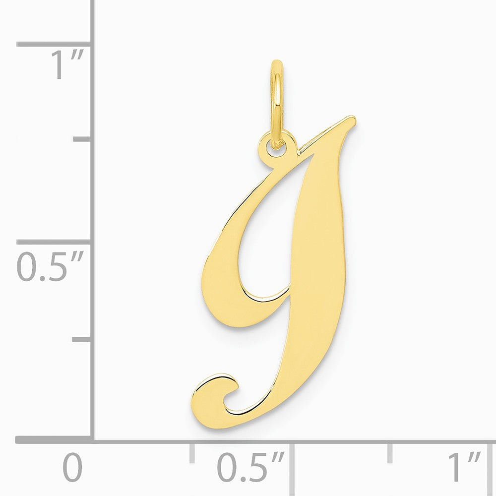10K / 14K Yellow Gold Medium Fancy Script Initial I Charm - Product Photo