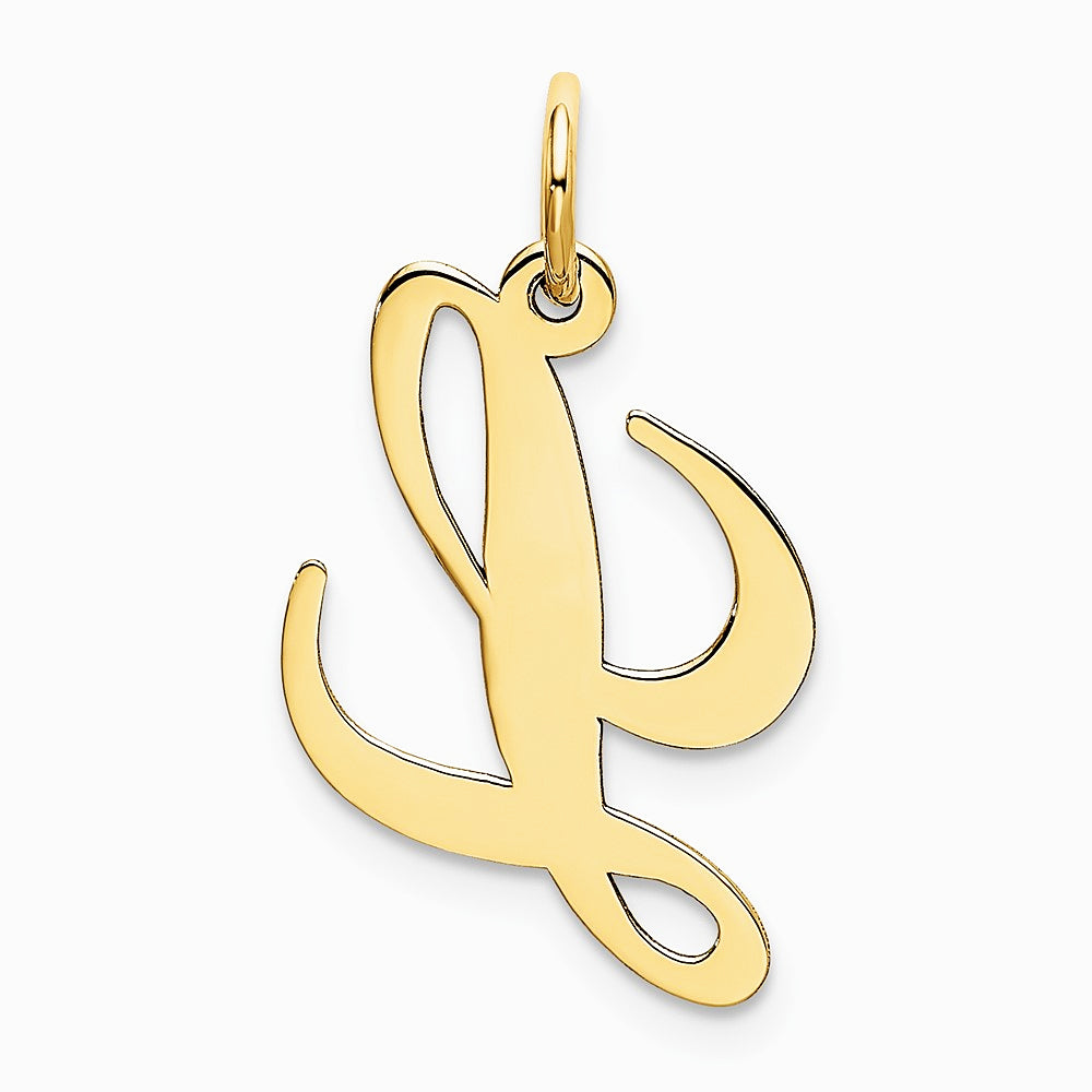 10K / 14K Yellow Gold Medium Fancy Script Initial L Charm - Product Photo