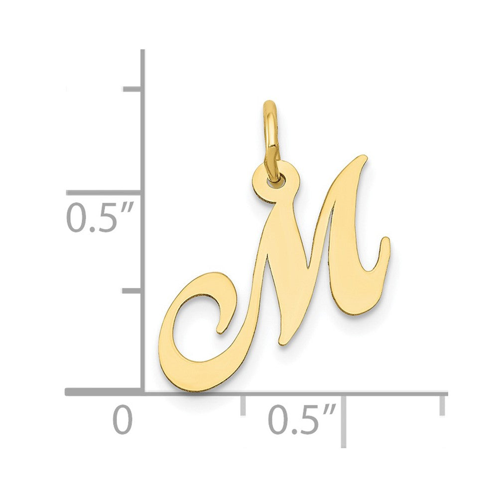 10K / 14K Yellow Gold Medium Fancy Script Initial M Charm - Product Photo
