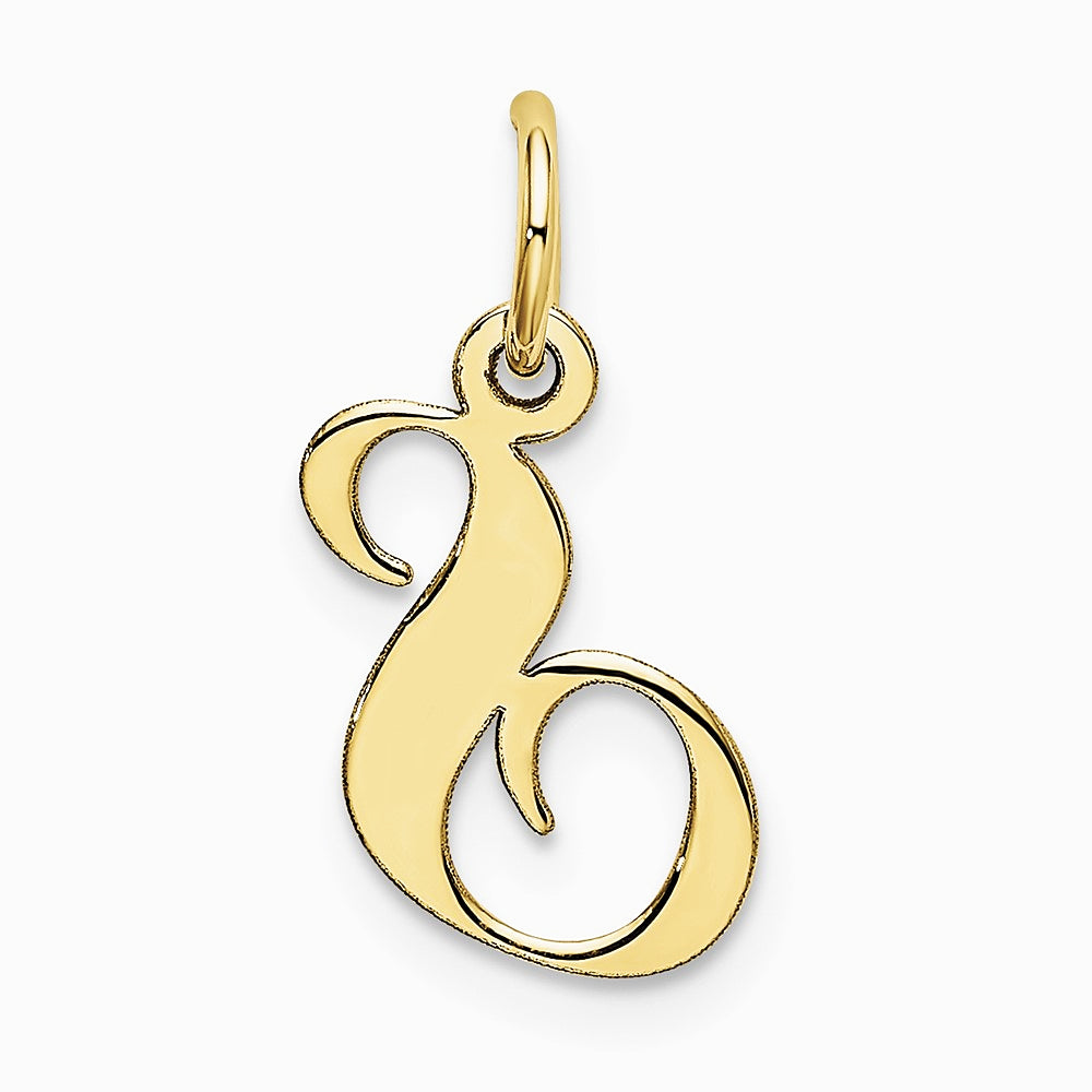10K / 14K Yellow Gold Medium Fancy Script Initial S Charm - Product Photo