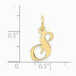 10K / 14K Yellow Gold Medium Fancy Script Initial S Charm - Product Photo
