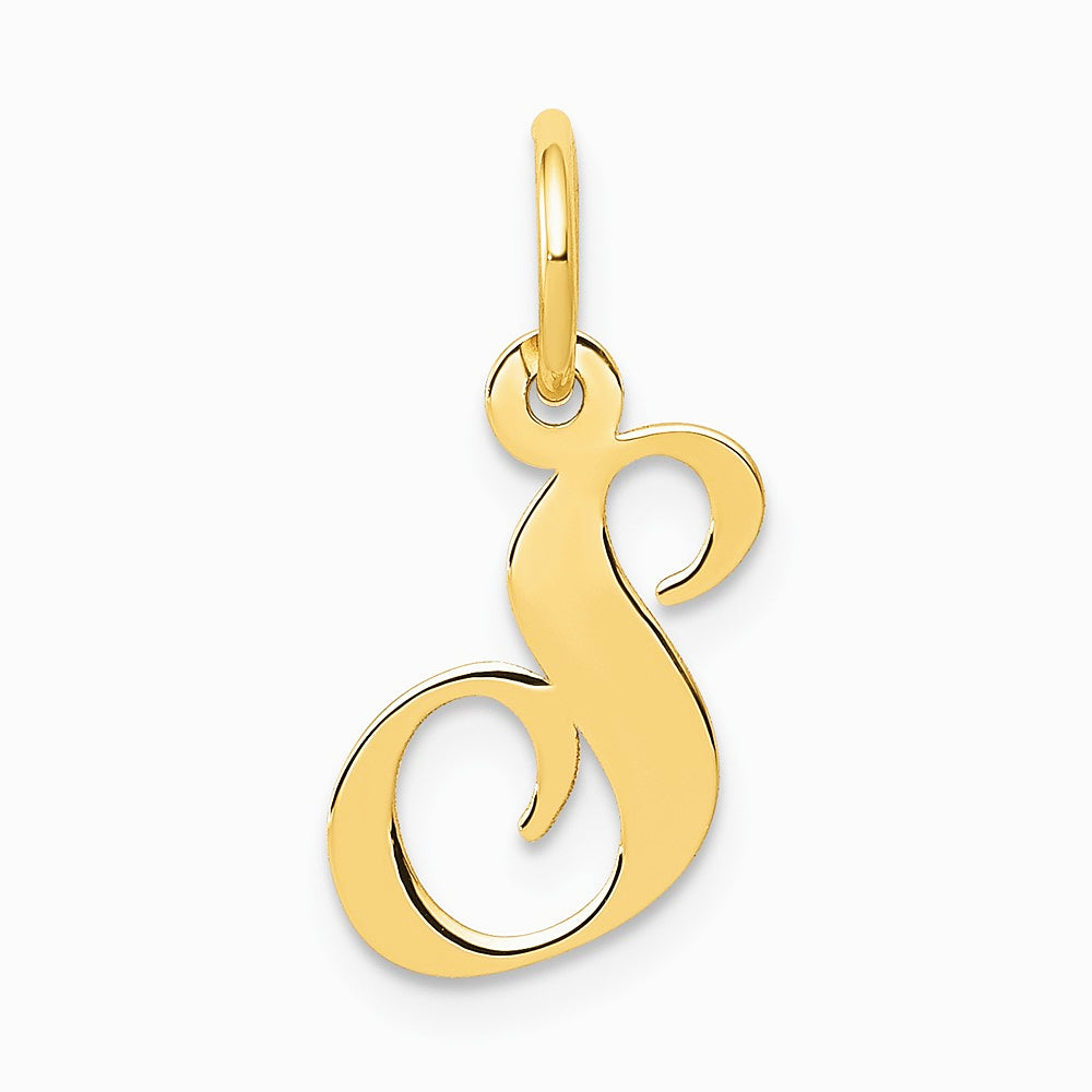 10K / 14K Yellow Gold Medium Fancy Script Initial S Charm