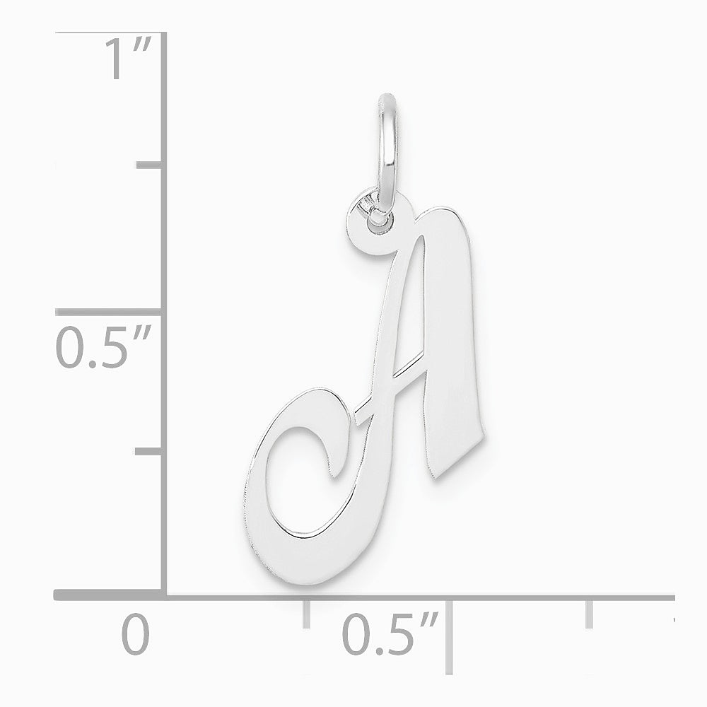 10K / 14K White Gold Medium Fancy Script Initial A Charm - Product Photo