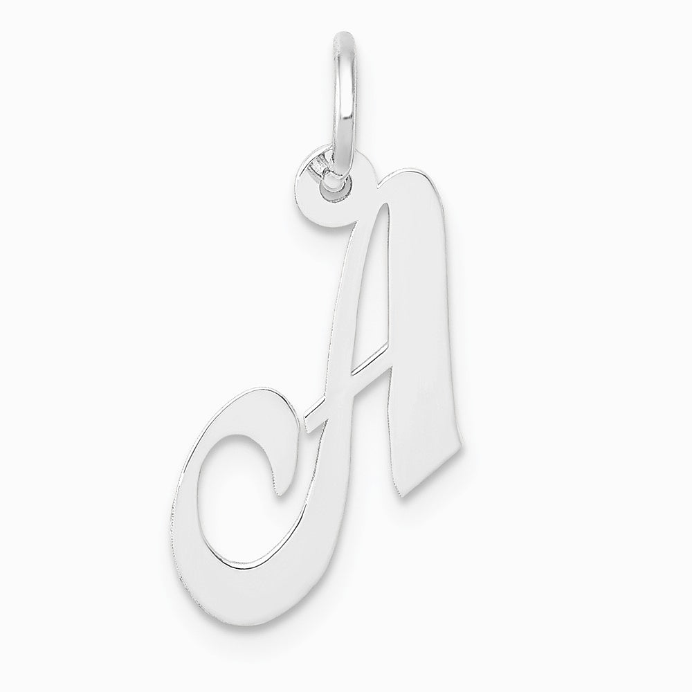 10K / 14K White Gold Medium Fancy Script Initial A Charm - Product Photo