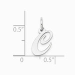 10K / 14K White Gold Medium Fancy Script Initial C Charm - Product Photo