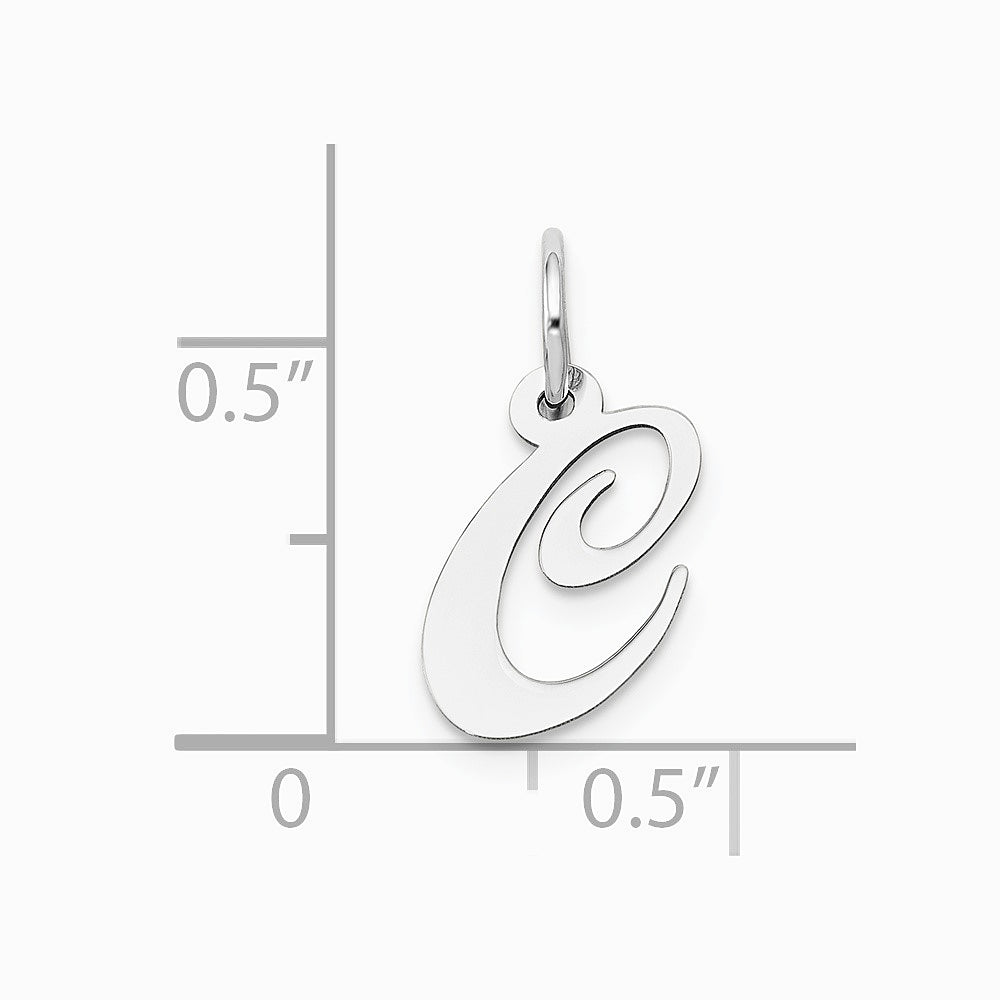 10K / 14K White Gold Medium Fancy Script Initial C Charm - Product Photo
