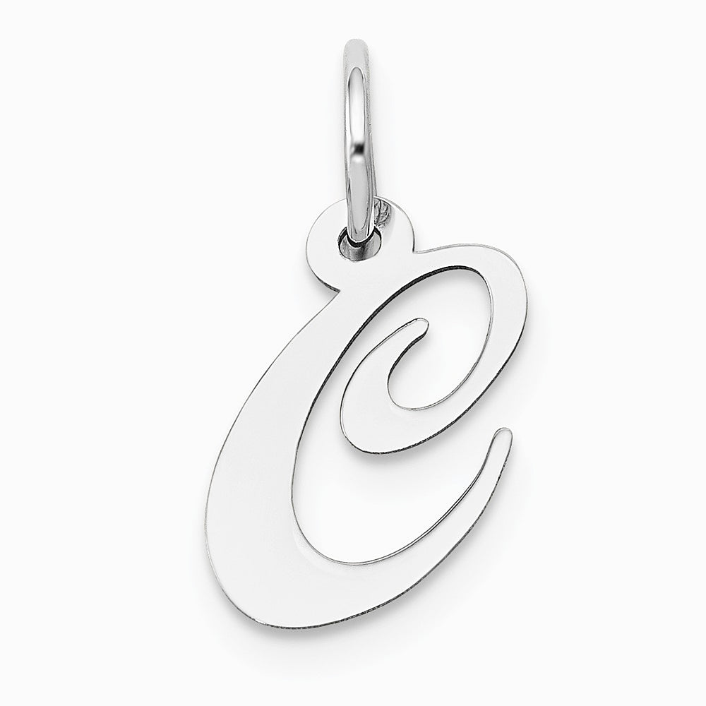10K / 14K White Gold Medium Fancy Script Initial C Charm - Product Photo