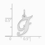 10K / 14K White Gold Medium Fancy Script Initial F Charm - Product Photo