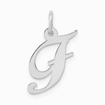 10K / 14K White Gold Medium Fancy Script Initial F Charm - Product Photo