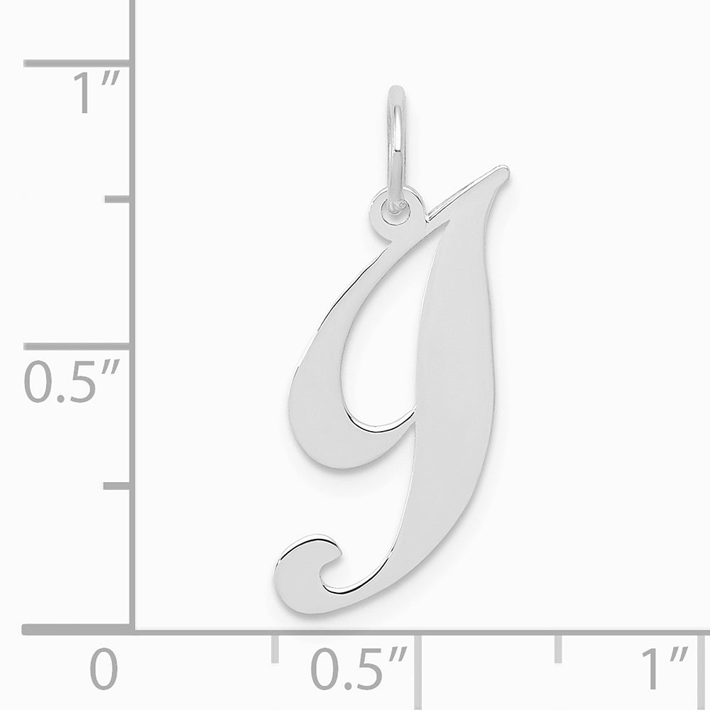 10K / 14K White Gold Medium Fancy Script Initial I Charm - Product Photo