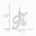 10K / 14K White Gold Medium Fancy Script Initial K Charm - Product Photo