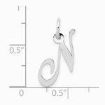 10K / 14K White Gold Medium Fancy Script Initial N Charm - Product Photo
