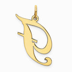 10K / 14K Yellow Gold Large Fancy Script Letter F Initial Charm - Product Photo