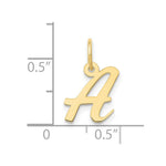 10K / 14K Yellow Gold Small Script Initial A Charm - Product Photo
