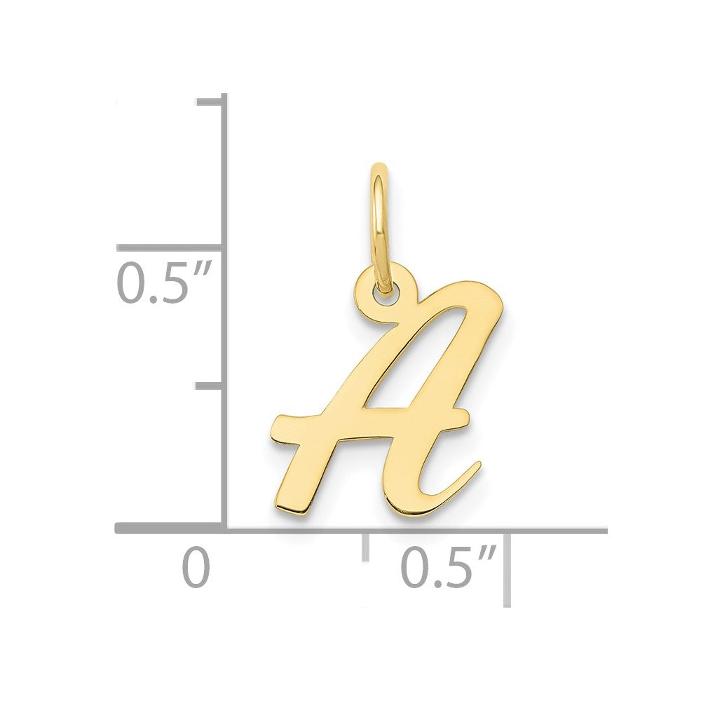 10K / 14K Yellow Gold Small Script Initial A Charm - Product Photo