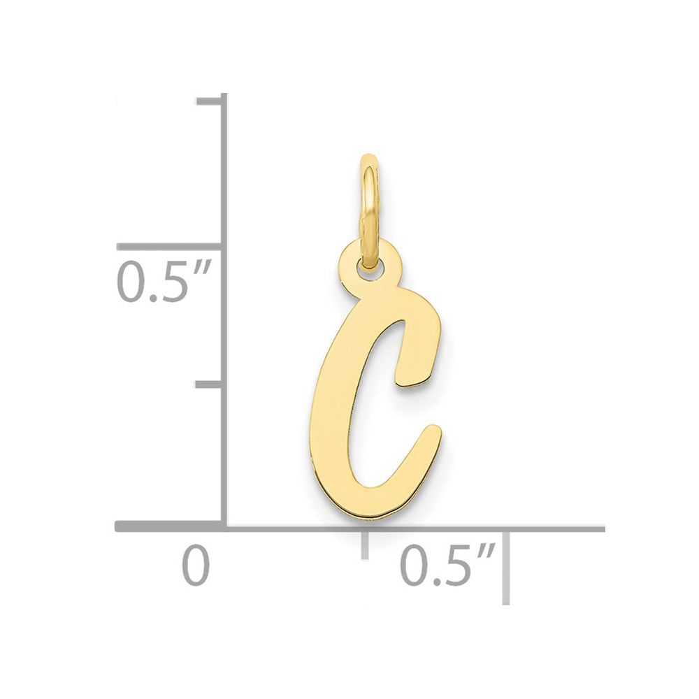 10K / 14K Yellow Gold Small Script Initial C Charm - Product Photo
